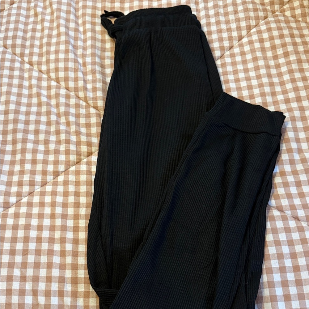 Black Ribbed Joggers